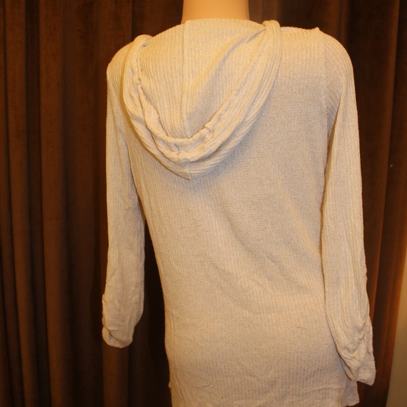 Sequin Thermal Drawstring Hi Lo Hoodie Sweater M - Picture 3 of 5